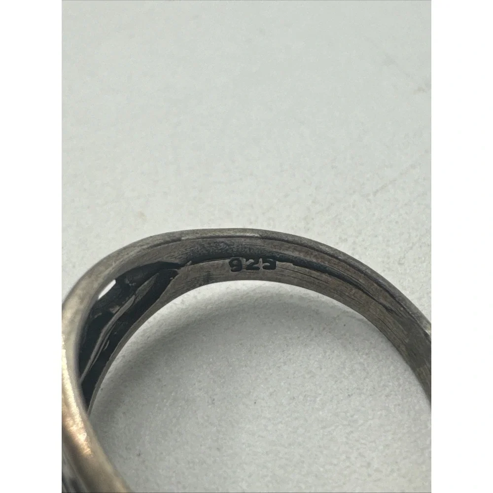 925 Sterling Silver Vintage Etched Floral Filigree Band Ring Size‎ 7 Weighs 2.4g